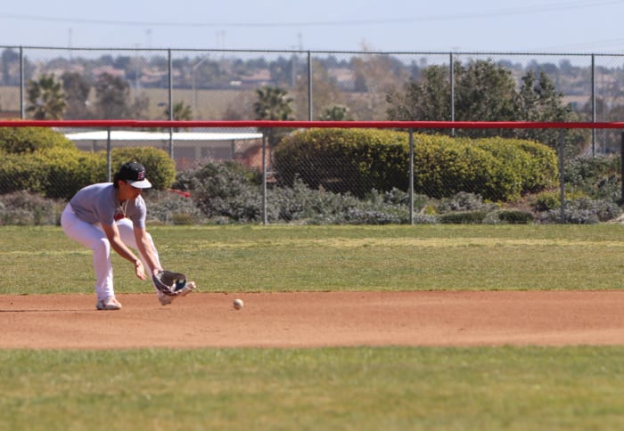 Trey shows off his form at second base.